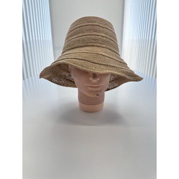 Janessa Leone Accessories - JANESSA LEONE Bucket Hat Women’s Sand Small 100% Raffia Straw New Sample